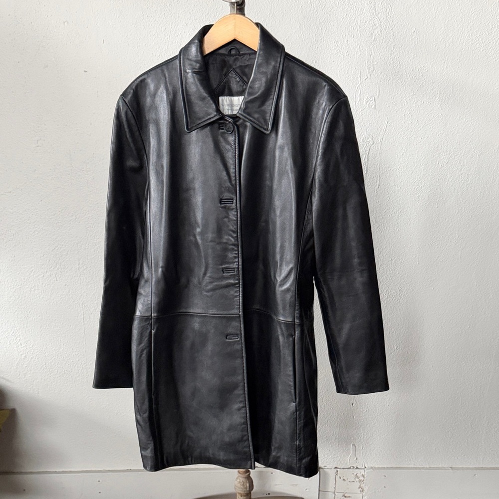 Worthington Genuine Lambskin Leather Long Coat Size XL